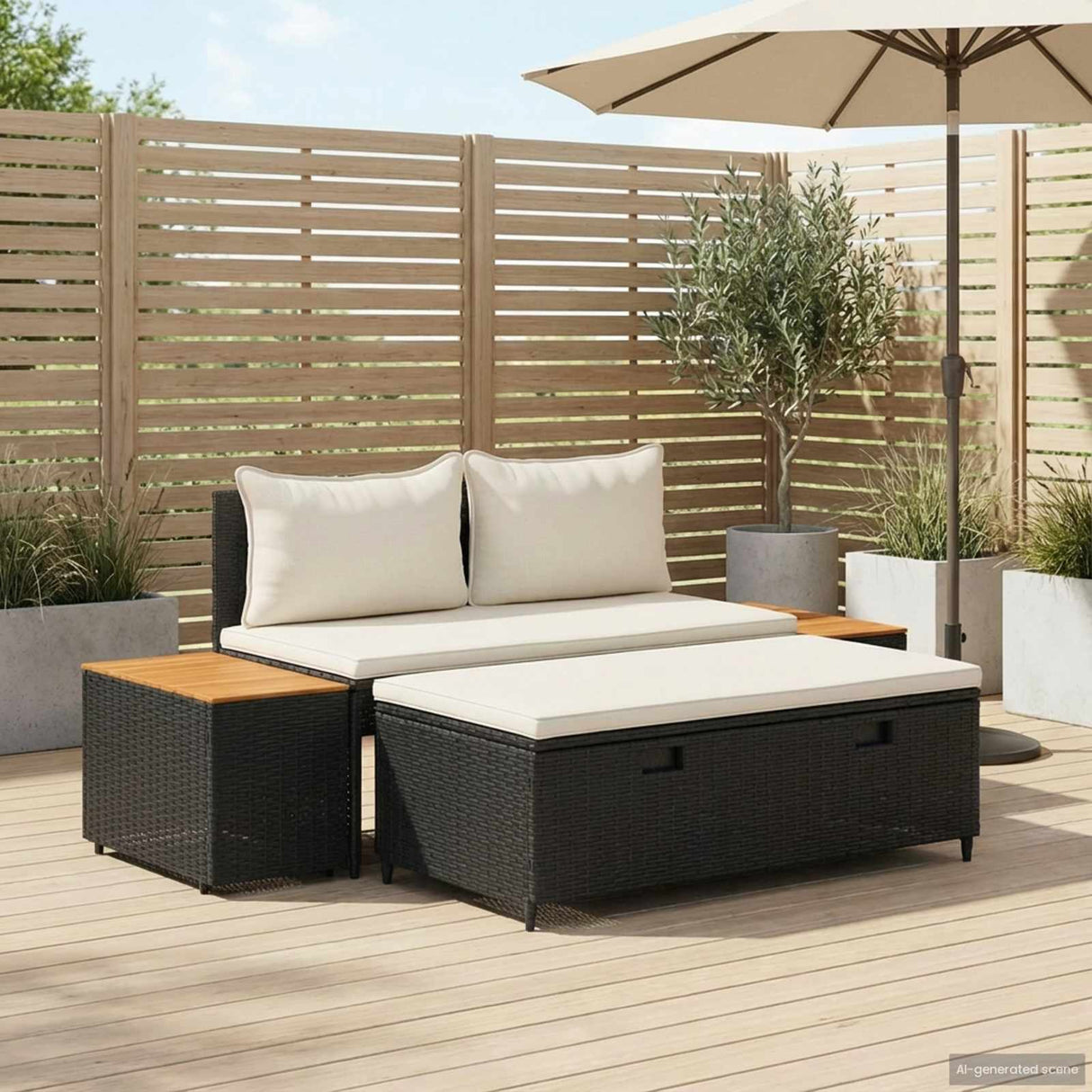 vidaXL Buiten bank set 4 -Seater 4 pcs 55 x 30 x 39 cm