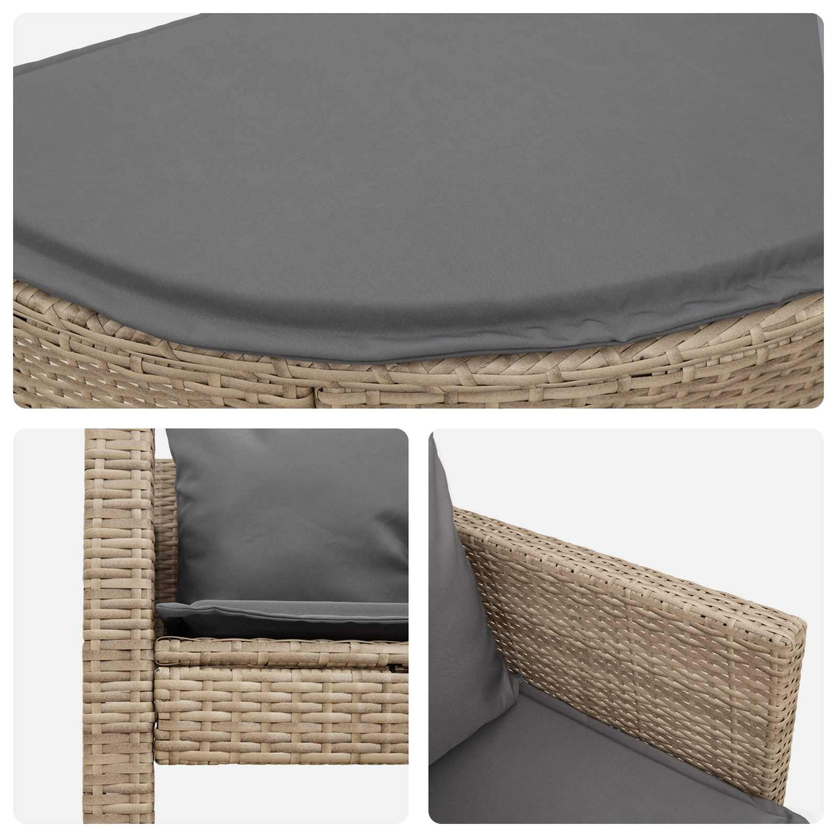vidaXL Tuinbed met parasol poly rattan bruin