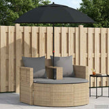 vidaXL Tuinbed met parasol poly rattan bruin