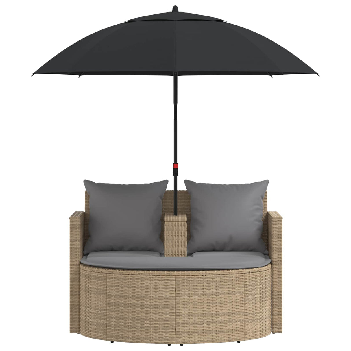 vidaXL Tuinbed met parasol poly rattan bruin
