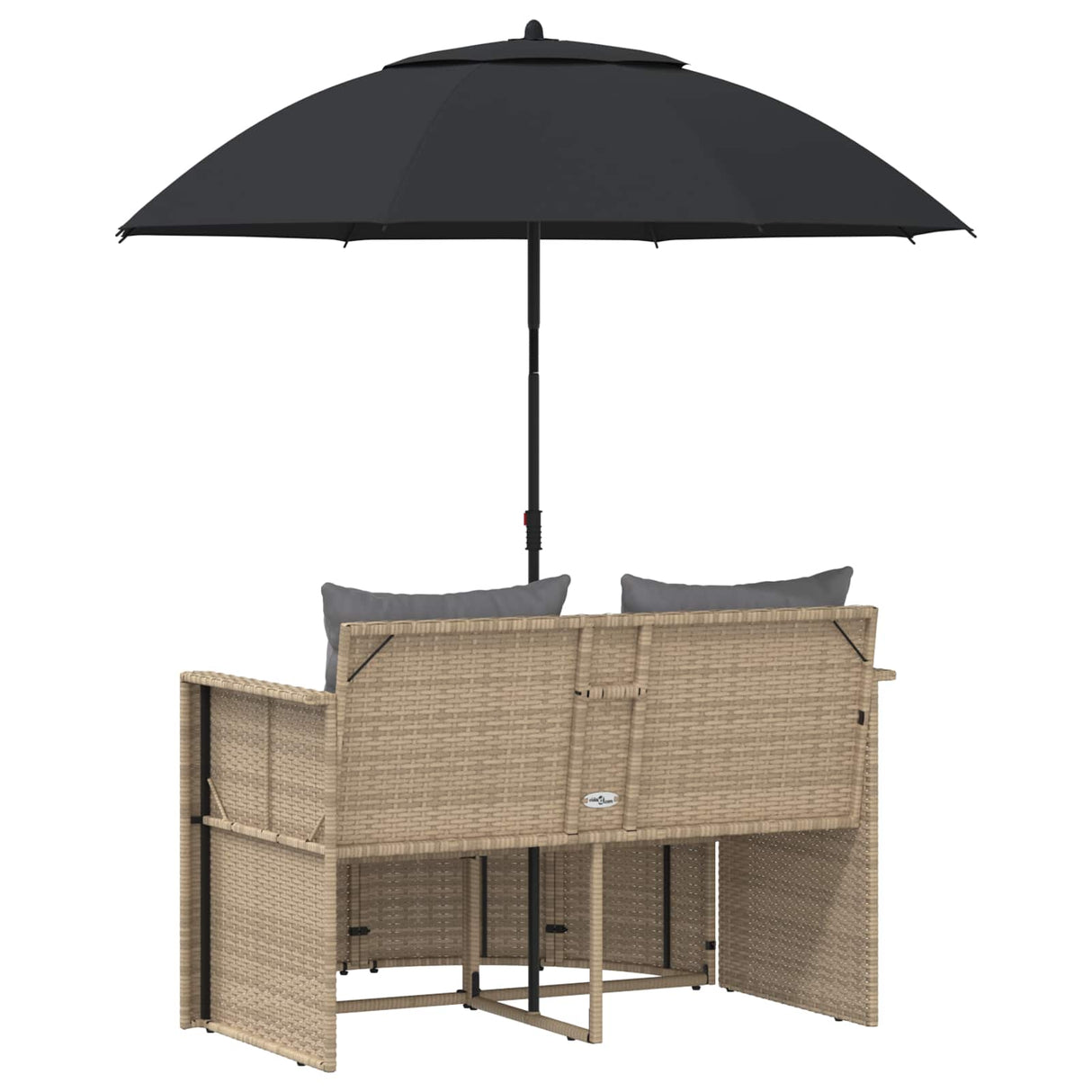 vidaXL Tuinbed met parasol poly rattan bruin