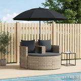 vidaXL Tuinbed met parasol poly rattan bruin