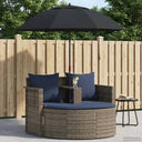vidaXL Garden Sofa with cushions 8 pcs Grey and Navy Blue poly rattan