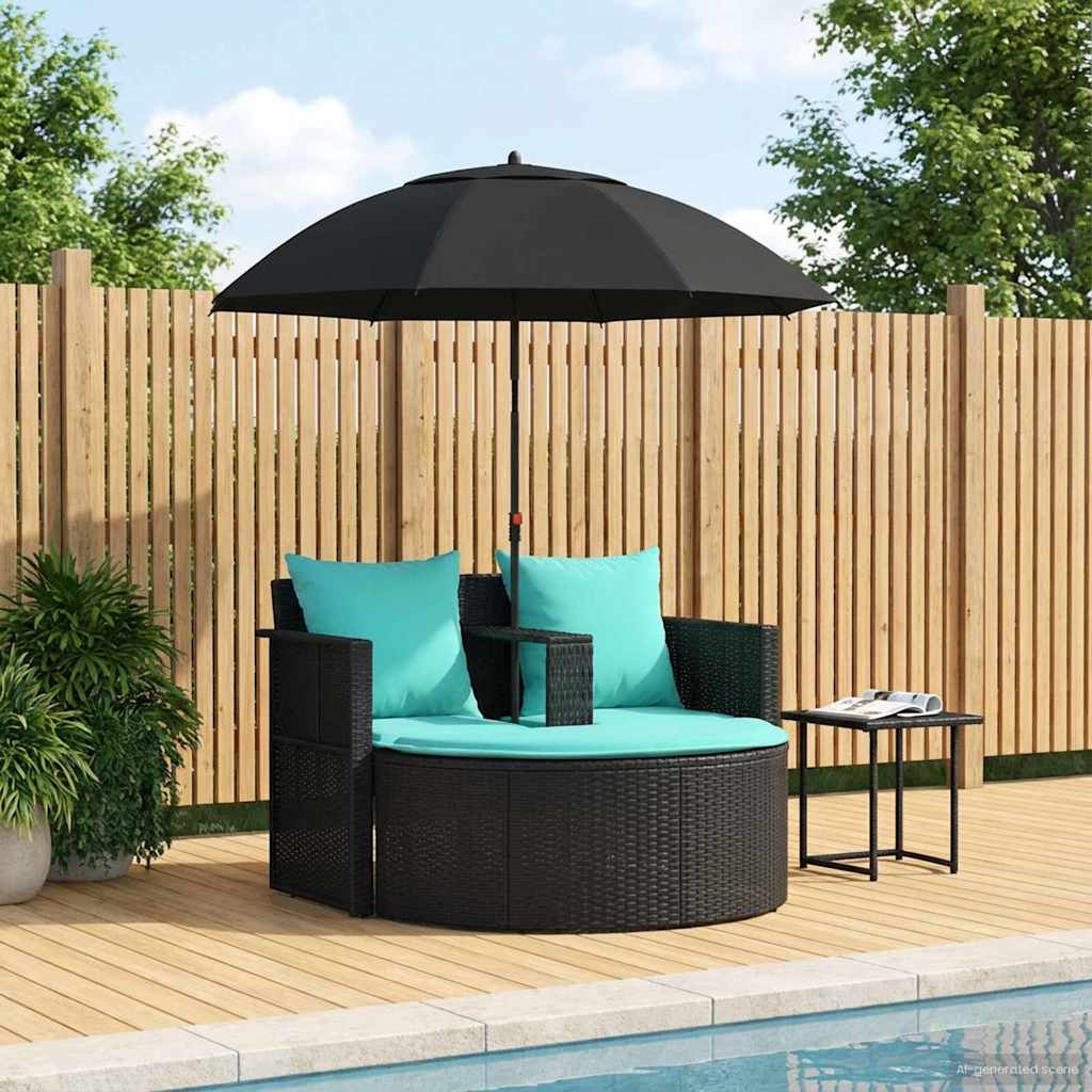 vidaXL Garden Sofa with cushions 8 pcs Grey and Navy Blue poly rattan