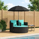 vidaXL Garden Sofa with cushions 8 pcs Grey and Navy Blue poly rattan