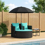 vidaXL Garden Sofa with cushions 8 pcs Grey and Navy Blue poly rattan