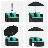 vidaXL Garden Sofa with cushions 8 pcs Grey and Navy Blue poly rattan