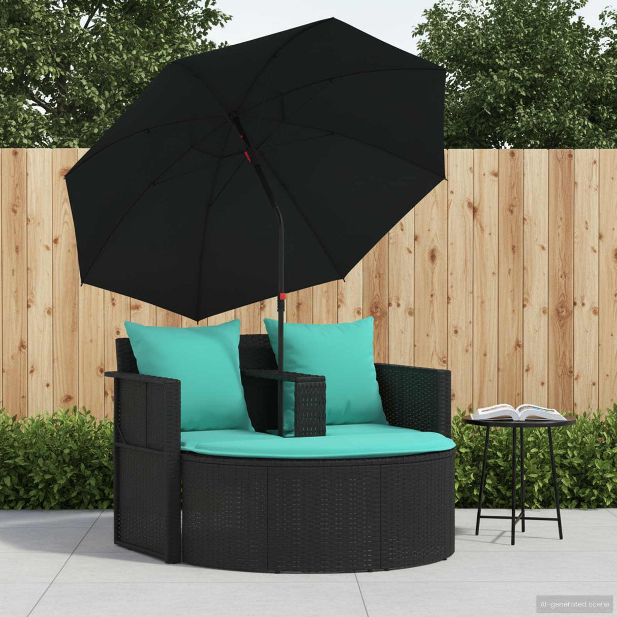 vidaXL Garden Sofa with cushions 8 pcs Grey and Navy Blue poly rattan