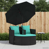 vidaXL Garden Sofa with cushions 8 pcs Grey and Navy Blue poly rattan