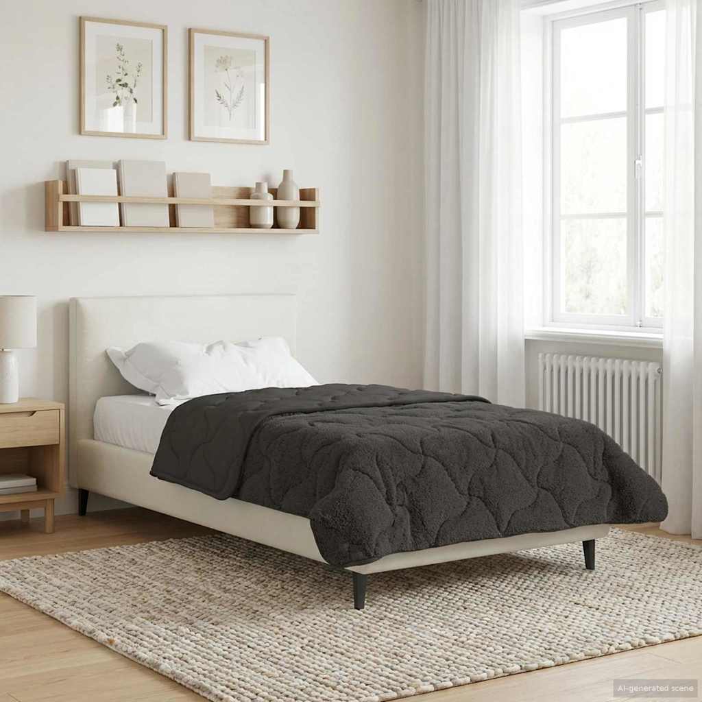 vidaXL Volledig Jaar Dekbed Gekwilt Antraciet 135 x 200 cm