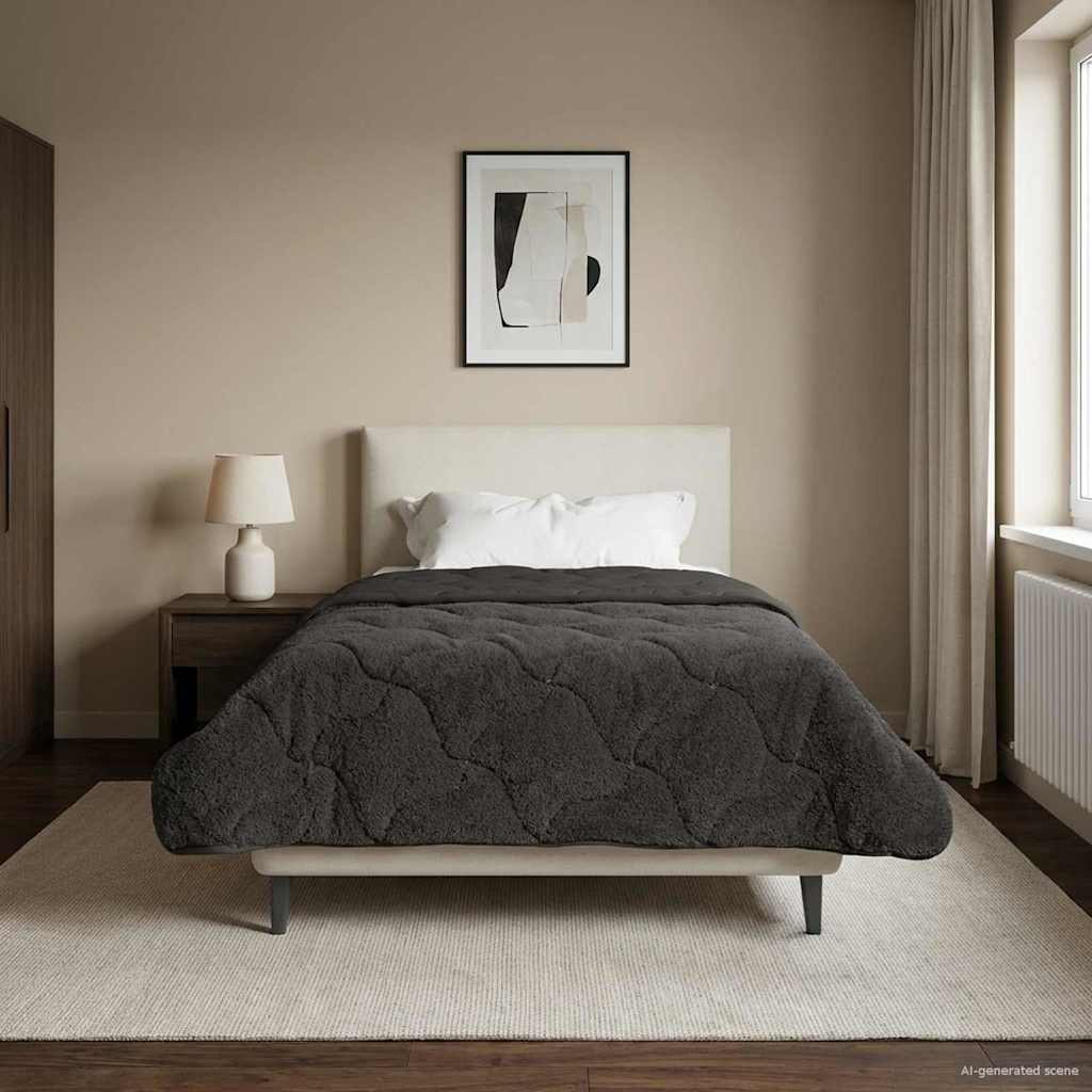 vidaXL Volledig Jaar Dekbed Gekwilt Antraciet 135 x 200 cm