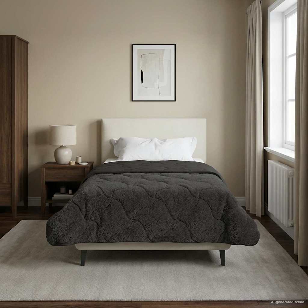 vidaXL Volledig Jaar Dekbed Gekwilt Antraciet 135 x 200 cm