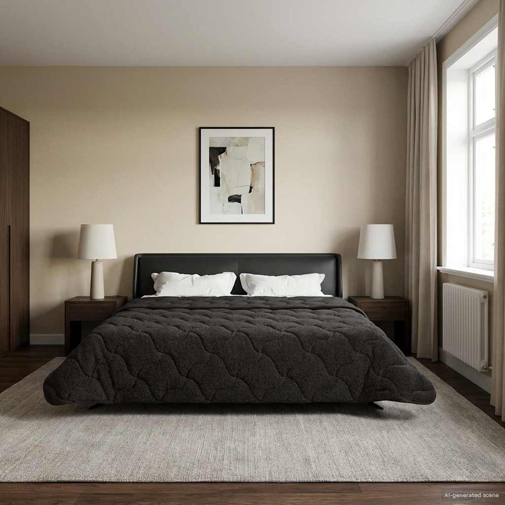 vidaXL Volledig Jaar Dekbed Gekwilt Antraciet 135 x 200 cm