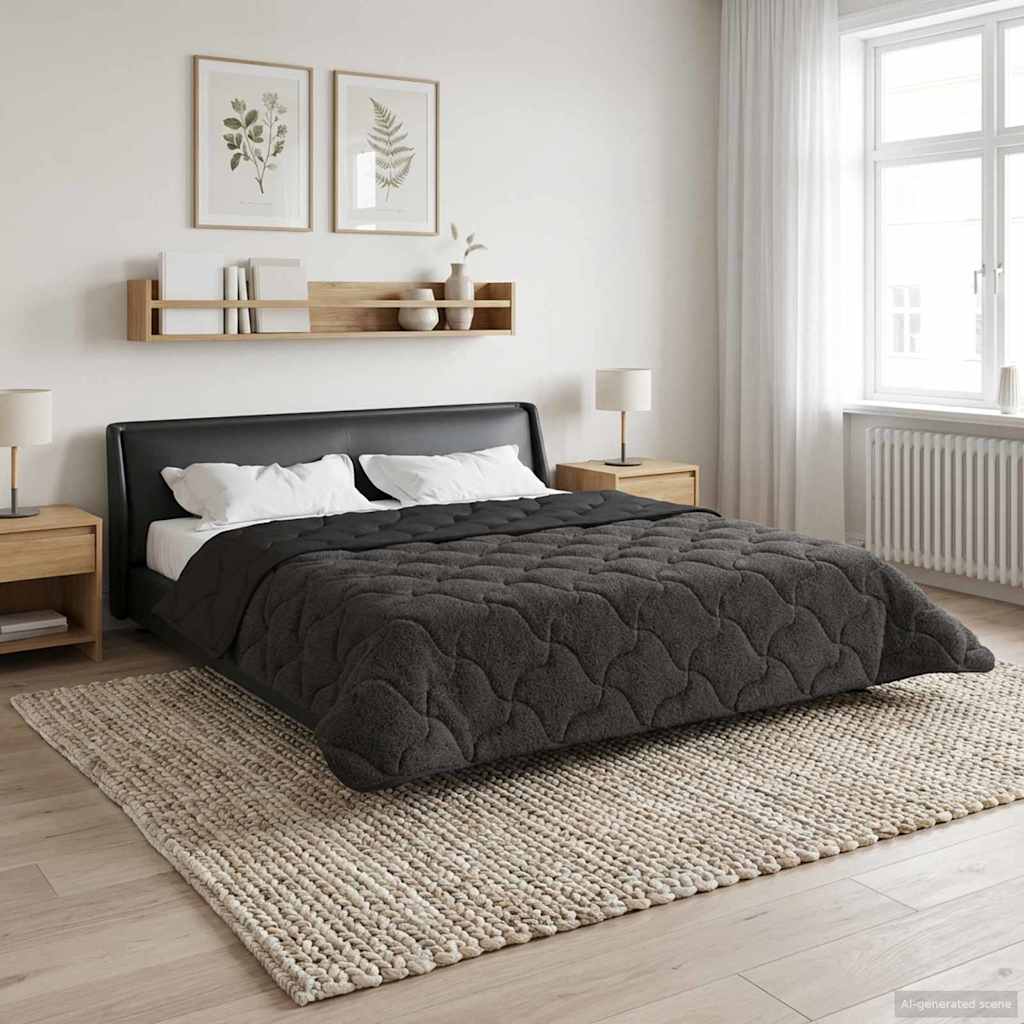 vidaXL Volledig Jaar Dekbed Gekwilt Antraciet 135 x 200 cm