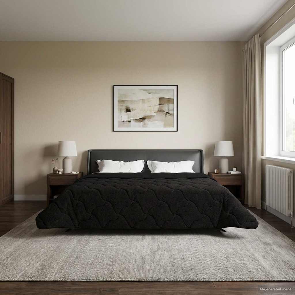 vidaXL Volledig Jaar Dekbed Gekwilt Antraciet 135 x 200 cm