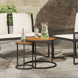 vidaXL Koffietafel Set 2 pcs Naturel en Zwart 55 x 55 x 45 cm