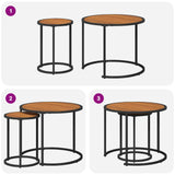 vidaXL Koffietafel Set 2 pcs Naturel en Zwart 55 x 55 x 45 cm