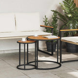 vidaXL Koffietafel Set 2 pcs Naturel en Zwart 55 x 55 x 45 cm