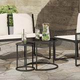 vidaXL Koffietafel Set 2 pcs Naturel en Zwart 55 x 55 x 45 cm