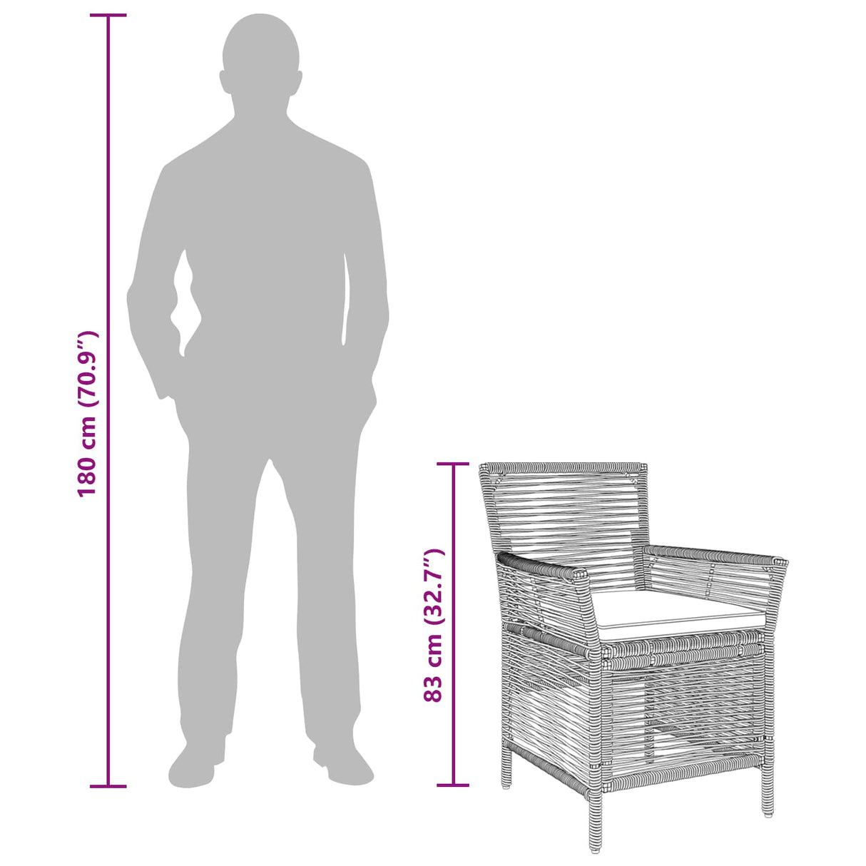 vidaXL Buitenzit met kussen 2 pcs Zwart en Crème poly rattan