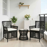 vidaXL Buitenzit met kussen 2 pcs Zwart en Crème poly rattan