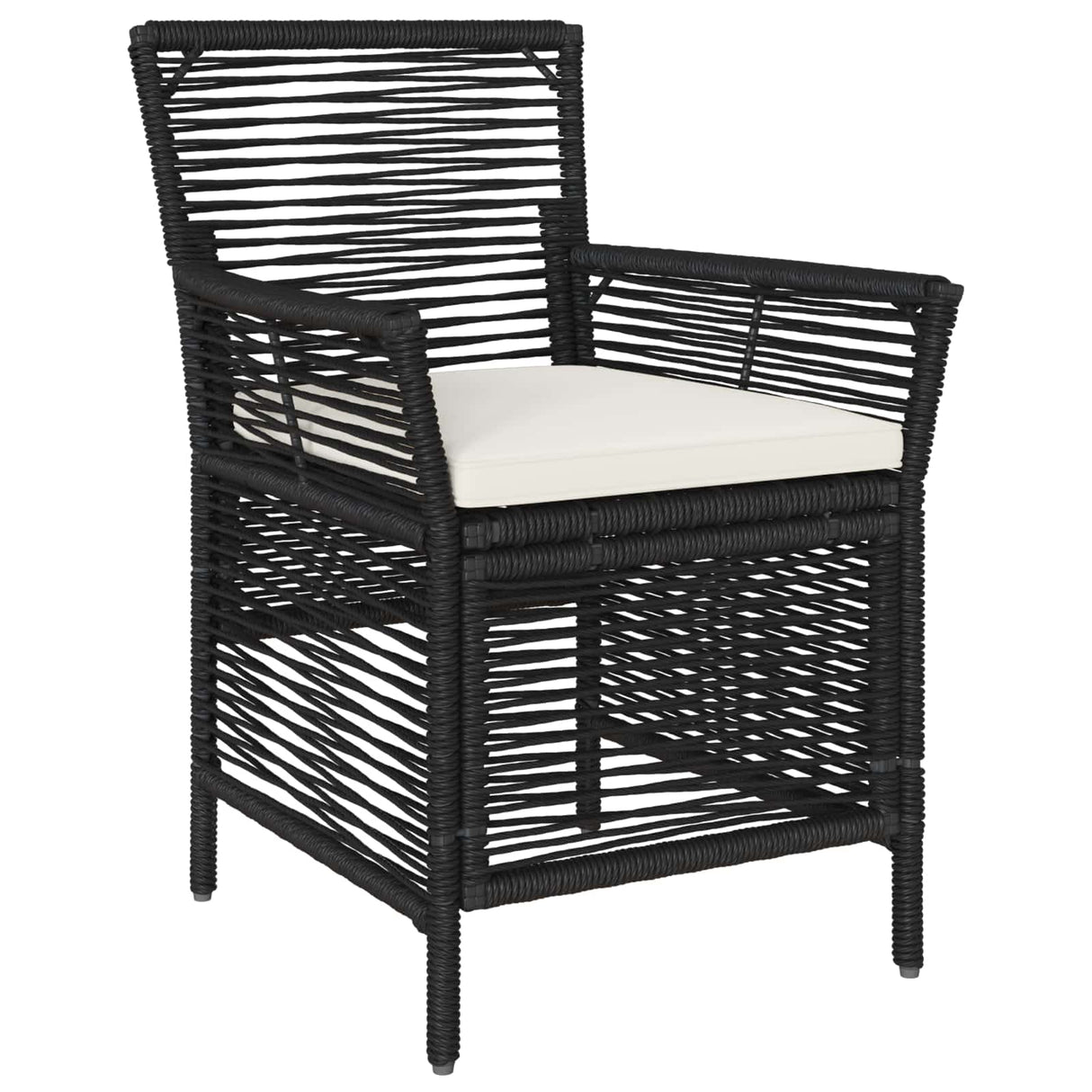 vidaXL Buitenzit met kussen 2 pcs Zwart en Crème poly rattan