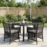 vidaXL Buitenzit met kussen 2 pcs Zwart en Crème poly rattan
