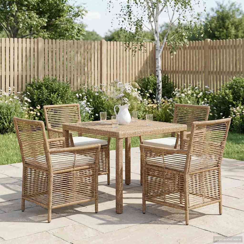 vidaXL Buitenzit met kussen 2 pcs Zwart en Crème poly rattan