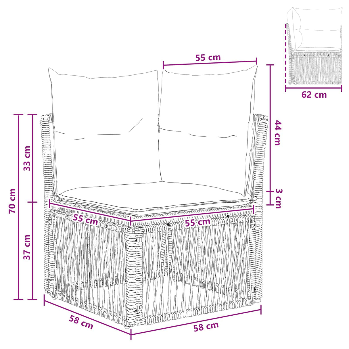 vidaXL Hoeksofa eenheid Zwart poly rattan
