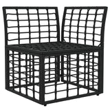 vidaXL Modulair Buitenkant Hoekbank Eenheid Zwart poly rattan