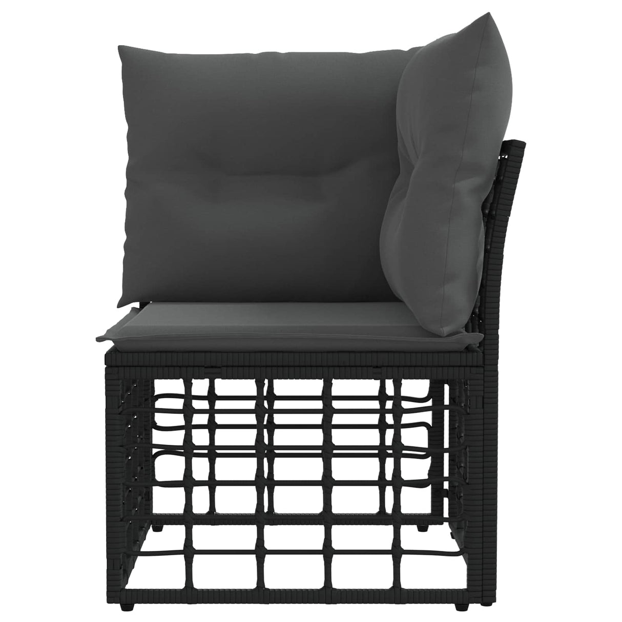 vidaXL Modulair Buitenkant Hoekbank Eenheid Zwart poly rattan