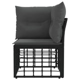 vidaXL Modulair Buitenkant Hoekbank Eenheid Zwart poly rattan