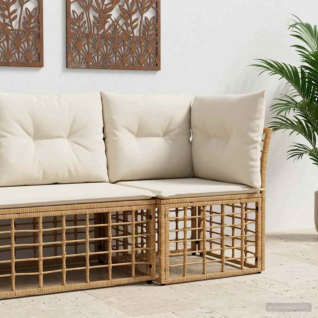 vidaXL Modulair Buitenkant Hoekbank Eenheid Zwart poly rattan