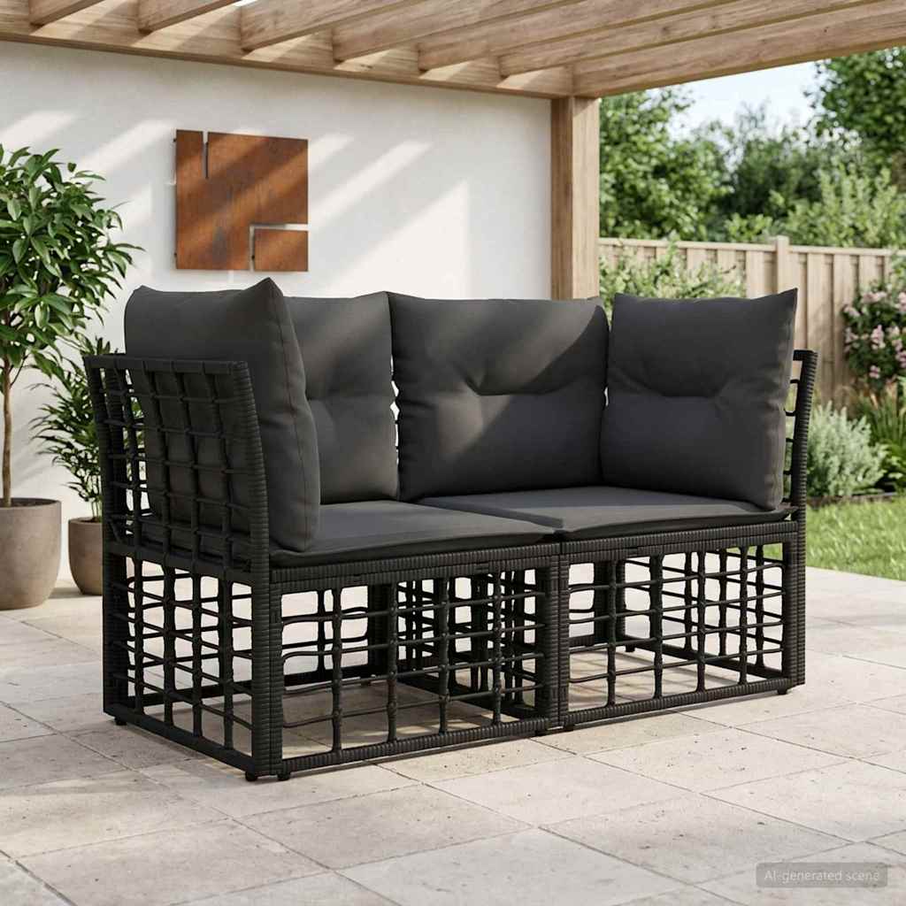 vidaXL Buiten loveseat 2 pcs Zwart en Donker Grijs poly rattan