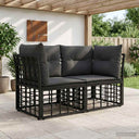 vidaXL Buiten loveseat 2 pcs Zwart en Donker Grijs poly rattan