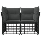 vidaXL Buiten loveseat 2 pcs Zwart en Donker Grijs poly rattan