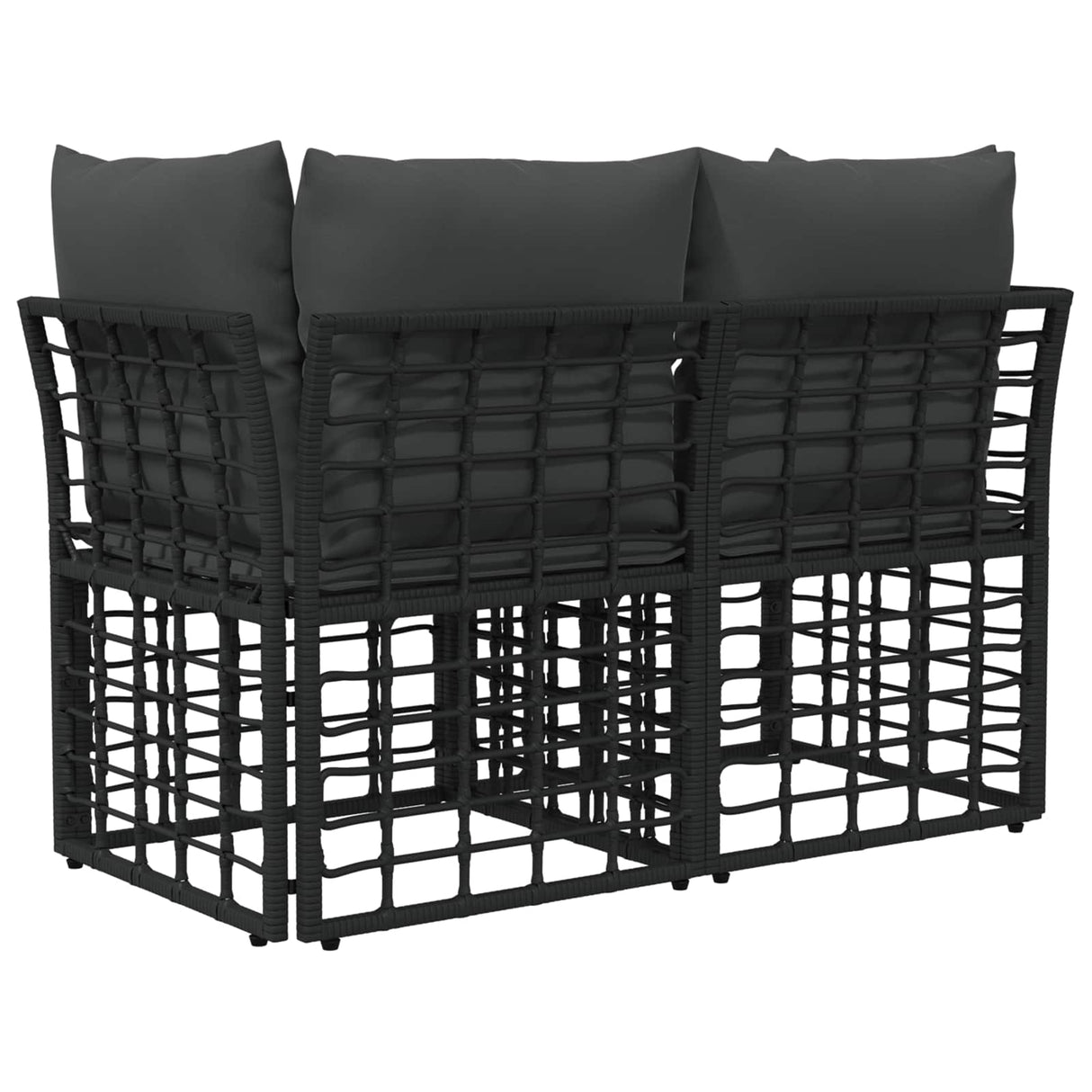 vidaXL Buiten loveseat 2 pcs Zwart en Donker Grijs poly rattan