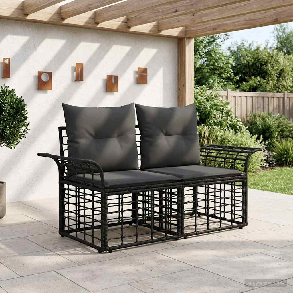 vidaXL Buiten loveseat 2 pcs Zwart en Donker Grijs poly rattan