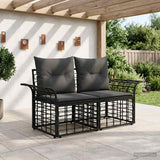 vidaXL Buiten loveseat 2 pcs Zwart en Donker Grijs poly rattan