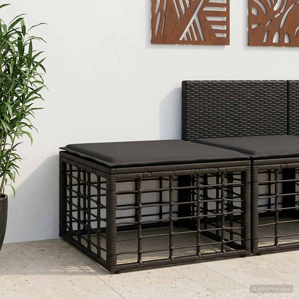 vidaXL Modulair Buitenkant Hoekbank Eenheid Zwart poly rattan
