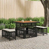 vidaXL Tuin Eettafel Set met kussen 3 pcs Beige en Crème poly rattan