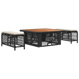 vidaXL Tuin Eettafel Set met kussen 3 pcs Beige en Crème poly rattan
