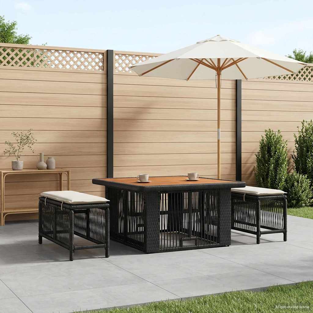 vidaXL Tuin Eettafel Set met kussen 3 pcs Beige en Crème poly rattan
