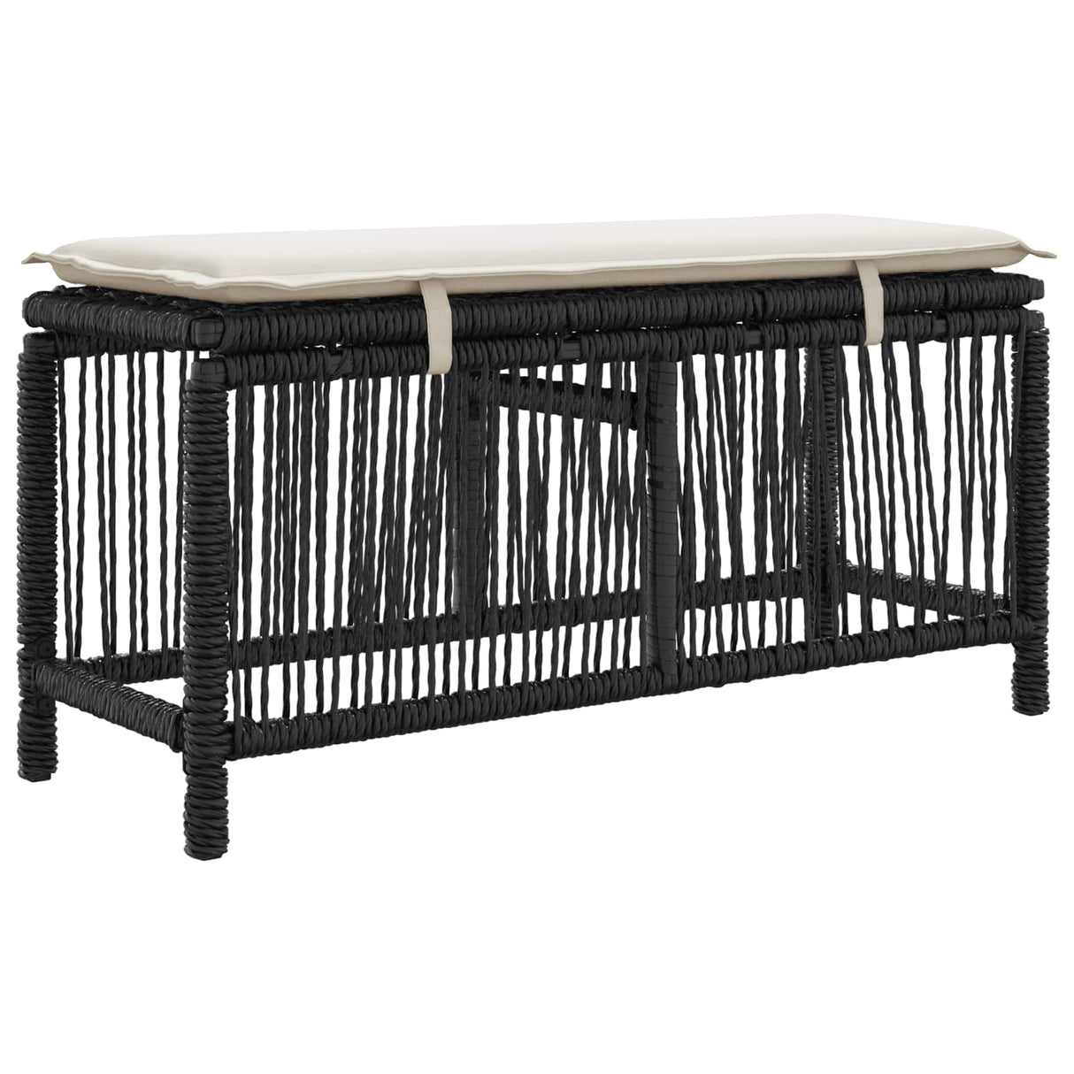 vidaXL Tuin Eettafel Set met kussen 3 pcs Beige en Crème poly rattan