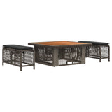 vidaXL Tuin Eettafel Set met kussen 3 pcs Beige en Crème poly rattan