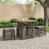 vidaXL Tuin Eettafel Set met kussen 3 pcs Beige en Crème poly rattan