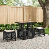 vidaXL Tuin Eettafel Set met kussen 3 pcs Beige en Crème poly rattan
