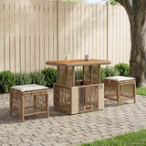 vidaXL Tuin Eettafel Set met kussen 3 pcs Beige en Crème poly rattan