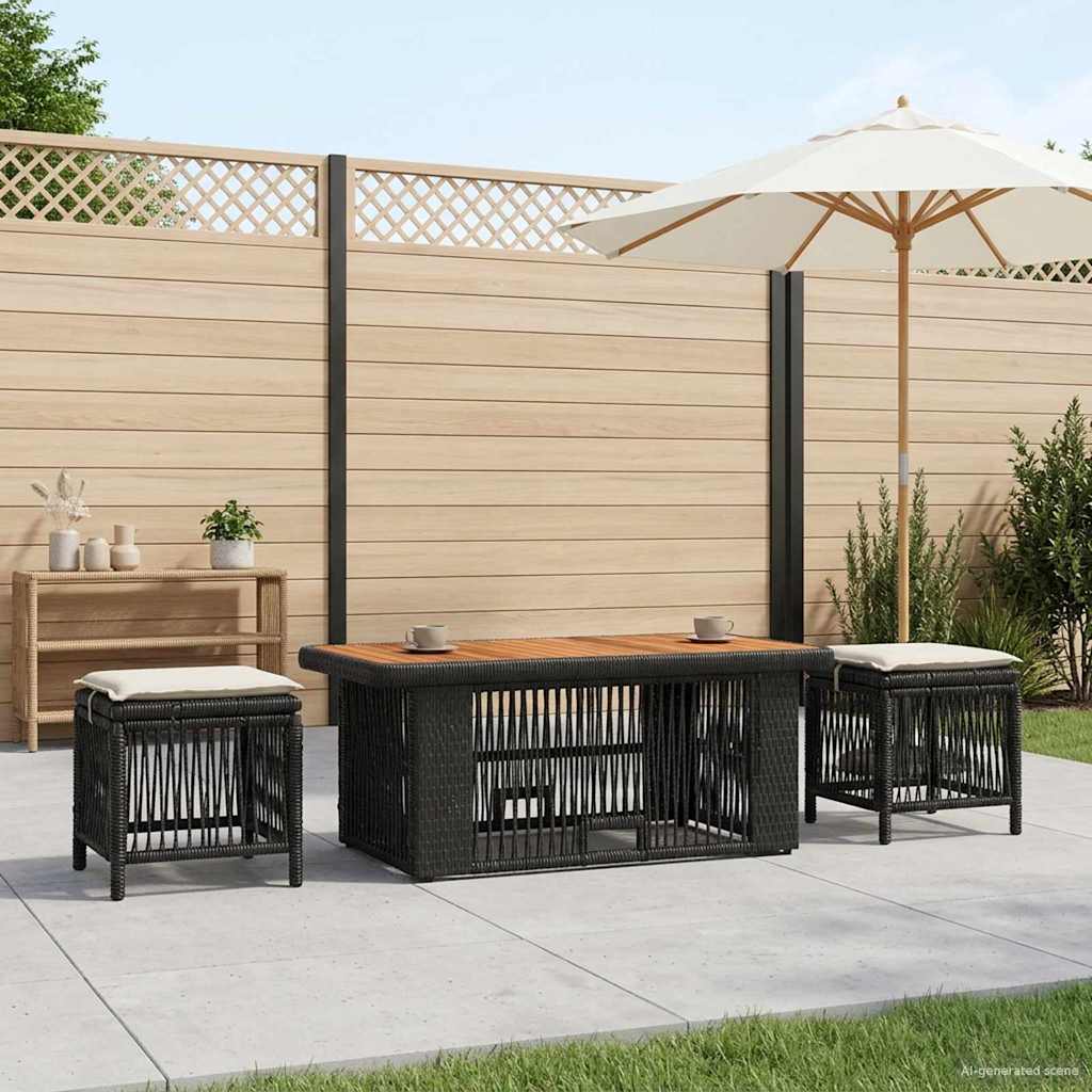 vidaXL Tuin Eettafel Set met kussen 3 pcs Beige en Crème poly rattan