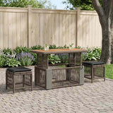 vidaXL Tuin Eettafel Set met kussen 3 pcs Beige en Crème poly rattan